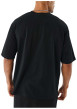 Thumbnail T-shirt en coton noir uni avec un col rond et à manches courtes - Image 2