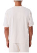 Thumbnail T-shirt en coton écru uni avec un col rond et à manches courtes - Image 2