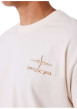 Thumbnail T-shirt en coton écru uni avec un col rond et à manches courtes - Image 4