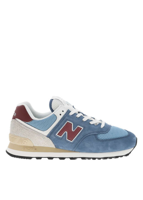 Baskets multisport en cuir bleu avec talon plat et lacets tressés