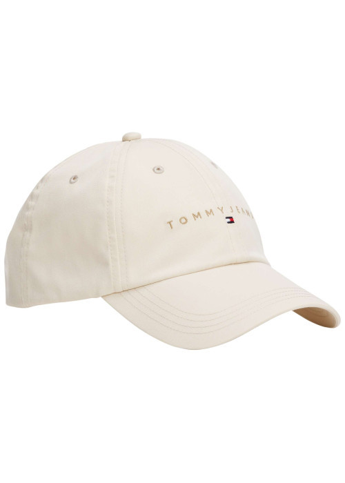Casquette en coton biologique écrue unie avec nom iconique brodé à l'avant
