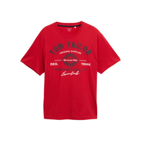 T-shirt en coton rouge imprimé avec une coupe...