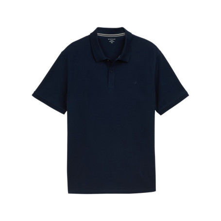 Polo en coton marine uni avec une coupe droite...