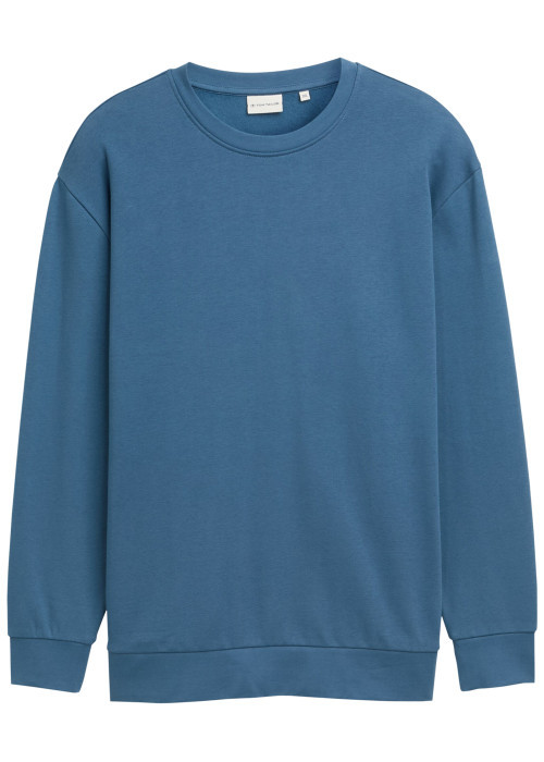 Sweat en coton mélangé bleu uni avec une coupe...