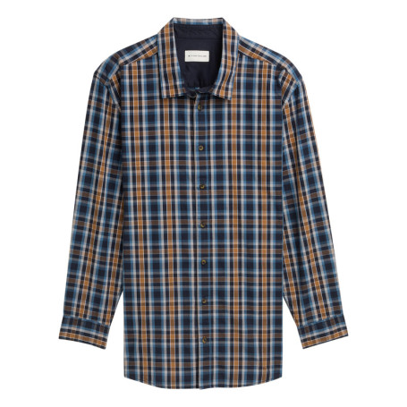 Chemise en coton mélangé marine carreaux avec...