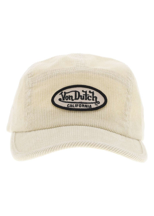 Casquette strapback en coton beige en velours côtelé avec un patch logo