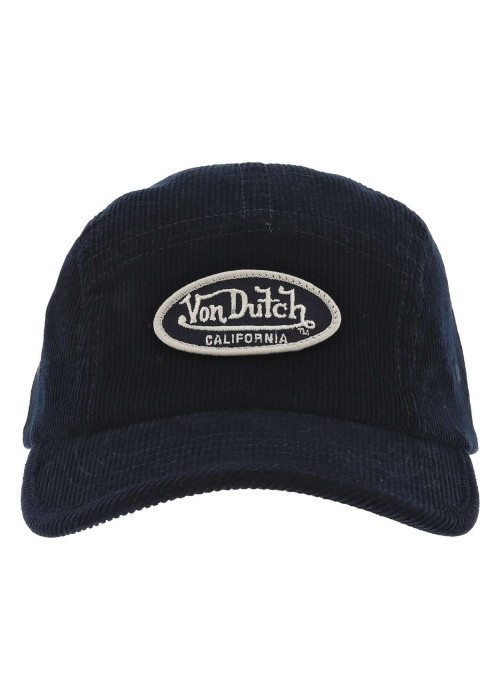 Casquette strapback en coton bleue marine en velours côtelé avec un patch logo