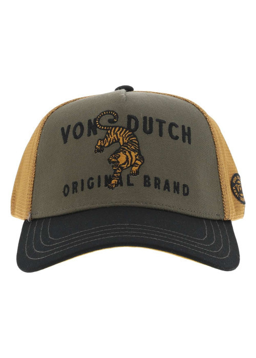 Casquette trucker tricolore ajustable avec un tigre brodé à l'avant