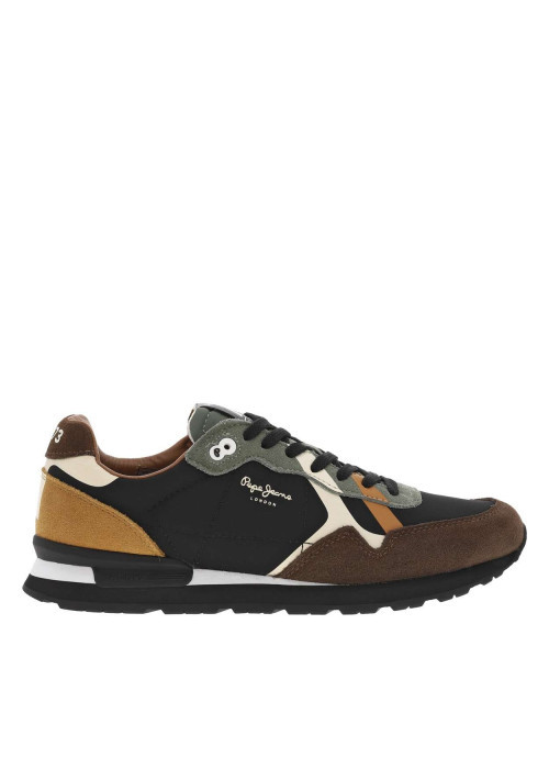 Baskets de running à talon plat avec un intérieur en cuir marron