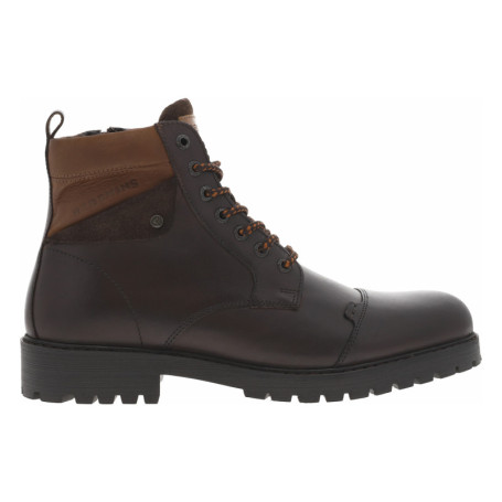 Bottines en cuir marron à talon décroché bas...