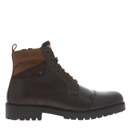 Bottines en cuir marron à talon décroché bas...