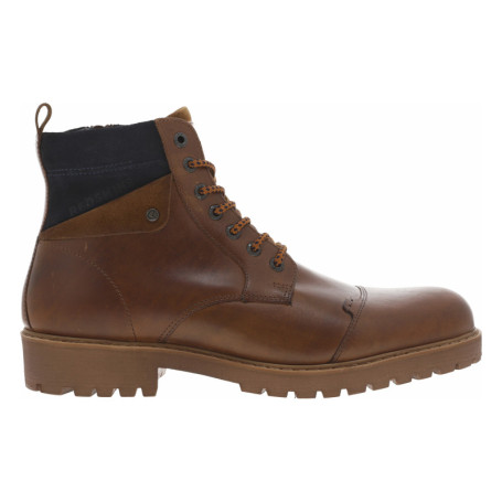 Bottines en cuir cognac à talon décroché bas...