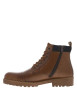 Thumbnail Bottines en cuir cognac à talon décroché bas avec zip et lacets ronds - Image 2