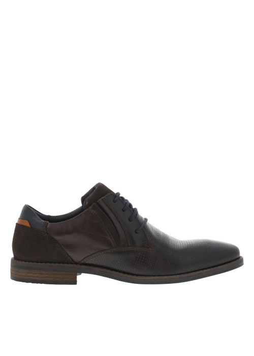 Derbies en cuir chocolat à décoché bas et avec des lacets ronds