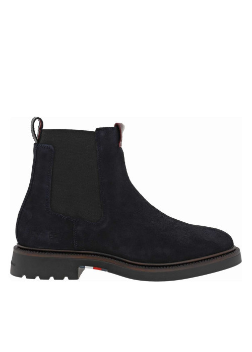Boots en cuir noires à talon décroché bas avec soufflets élastiqués