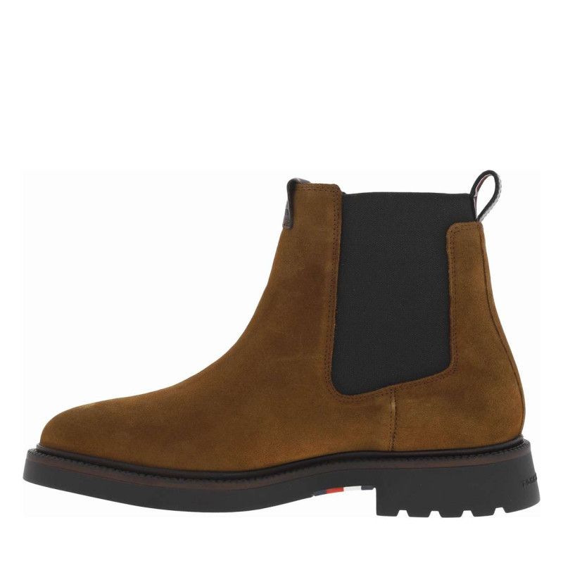 Tommy Hilfiger - Boots En Cuir Cognac à Talon Décroché Bas Avec Soufflets élastiqués - Cognac Tommy Hilfiger - Boots En Cuir Cognac à Talon Décroché Bas Avec Soufflets élastiqués - Cognac