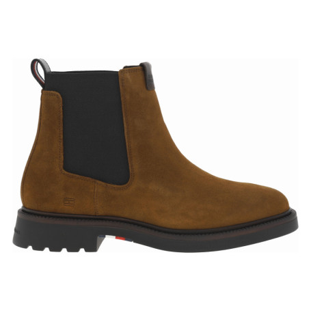 Boots en cuir cognac à talon décroché bas avec...
