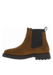 Thumbnail Boots en cuir cognac à talon décroché bas avec soufflets élastiqués - Image 2