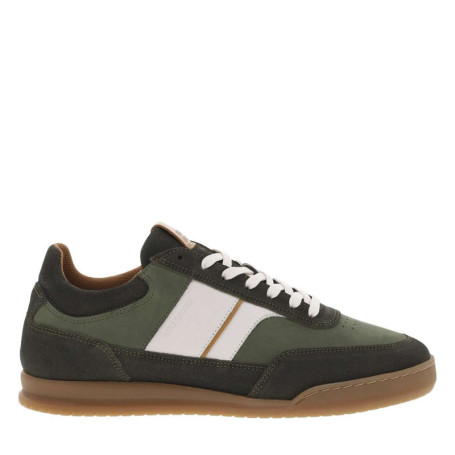 Tennis en cuir kaki à talon plat avec des...
