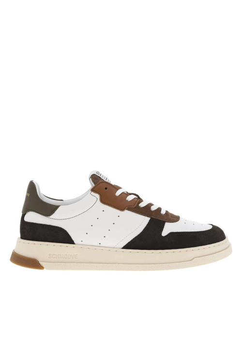 Tennis en cuir multicolores avec une semelle plate et des lacets plats