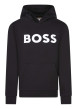 Thumbnail Sweat noir uni avec un col à capuche et un logo sur le torse