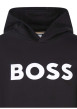 Thumbnail Sweat noir uni avec un col à capuche et un logo sur le torse - Image 3