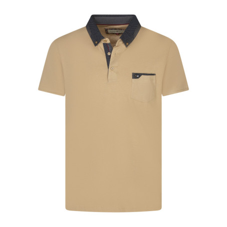 Polo en coton beige uni à coupe regular fit et...