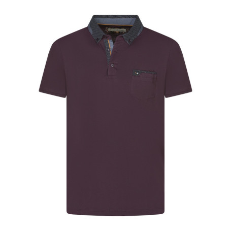 Polo en coton prune uni à coupe regular fit et...