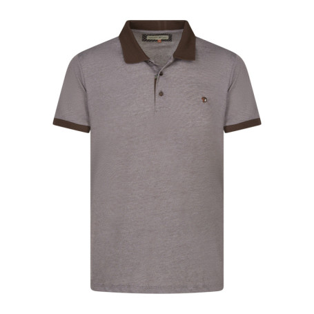 Polo marron chiné avec une coupe regular fit et...