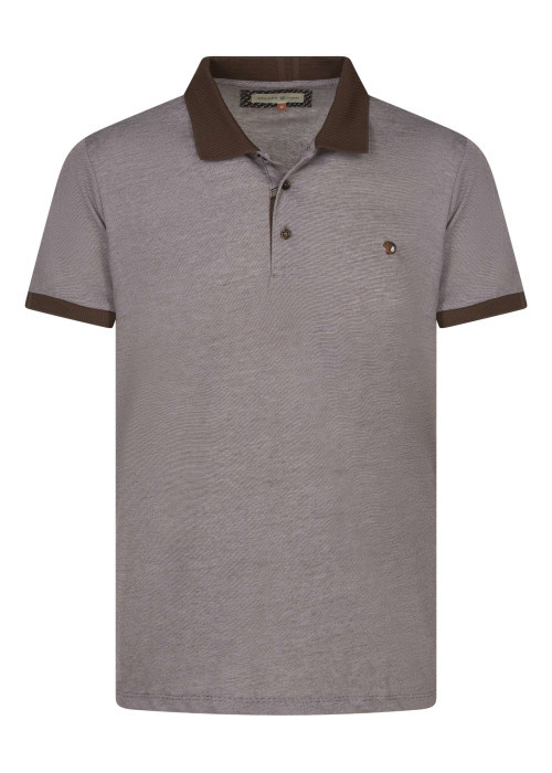 Polo marron chiné avec une coupe regular fit et le logo brodé en petit