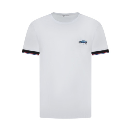 T-shirt en coton blanc uni à col rond avec une...