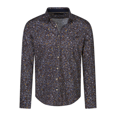 Chemise en coton bleue marine à petites fleurs...