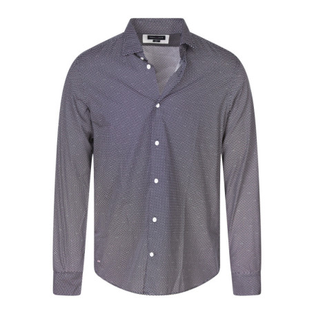Chemise en coton bleue marine à minis pois avec...