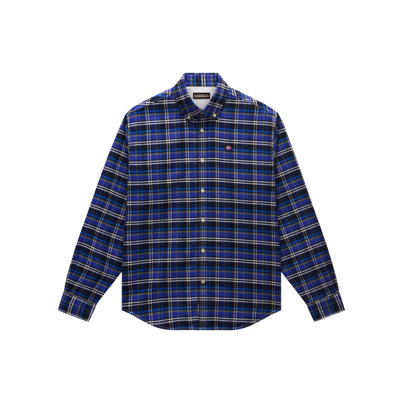 Napapijri - Chemise En Flanelle Bleue à Carreaux En Coton Avec Une Coupe Droite - Bleue Napapijri - Chemise En Flanelle Bleue à Carreaux En Coton Avec Une Coupe Droite - Bleue