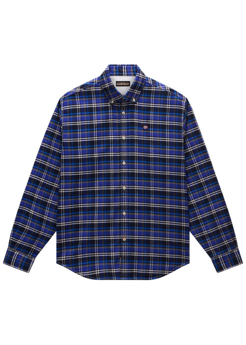 Chemise en flanelle bleue à carreaux en coton avec une coupe droite