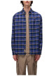 Thumbnail Chemise en flanelle bleue à carreaux en coton avec une coupe droite - Image 3