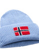 Thumbnail Bonnet bleu clair en maille tricotée avec drapeau norvégien imprimé - Image 3