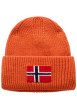 Thumbnail Bonnet orange en maille tricotée avec drapeau norvégien imprimé
