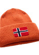 Thumbnail Bonnet orange en maille tricotée avec drapeau norvégien imprimé - Image 3