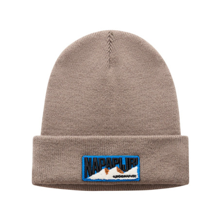 Bonnet marron en maille fine avec patch...