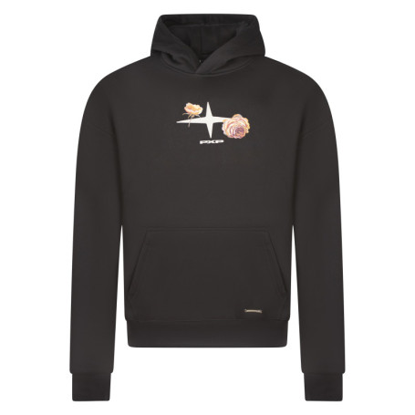 Sweat noir imprimé avec un col à capuche et une...