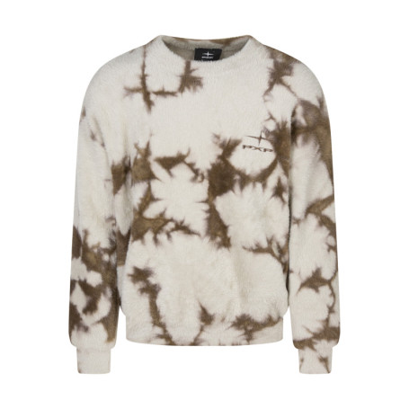 Pull beige à imprimé tie and dye avec une coupe...