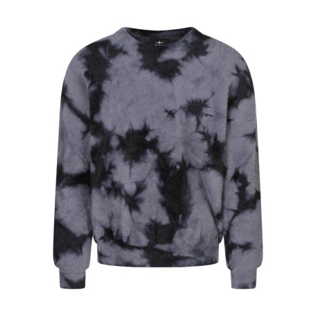 Pull gris brodé effet lainage avec un col rond...