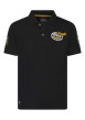 Thumbnail Polo en coton noir uni maille piquée à coupe regular fit avec des patchs