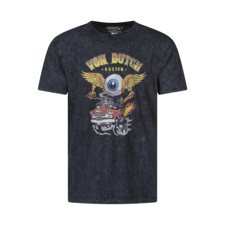 T-shirt en coton noir aspect vintage et imprimé...