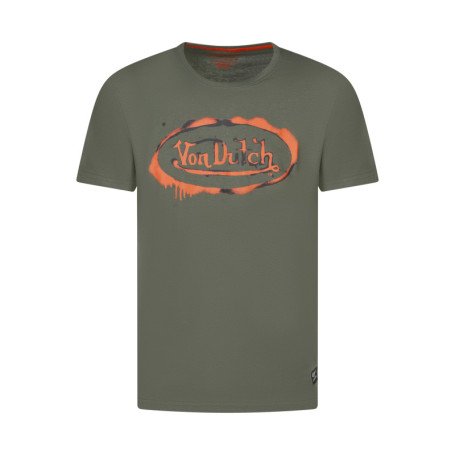T-shirt en coton kaki avec le logo imprimé et...