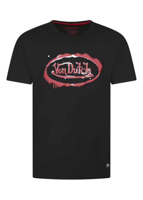 T-shirt en coton noir avec le logo imprimé et une coupe droite