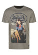 Thumbnail T-shirt kaki avec un imprimé pin-up à l'avant et une coupe droite - Image 3