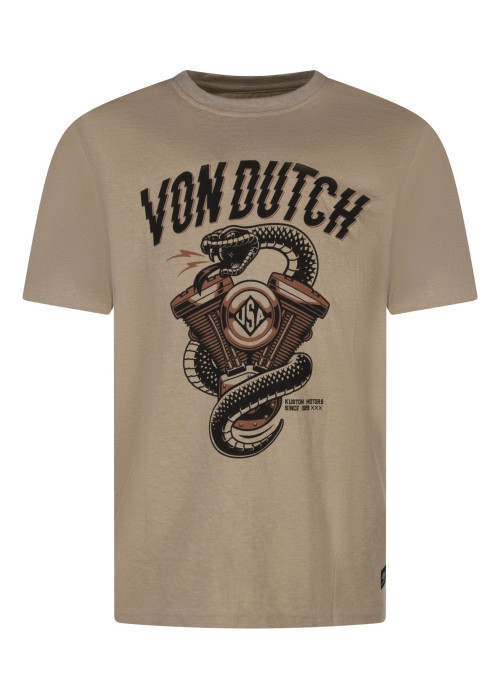 T-shirt beige avec un serpent imprimé à l'avant et à col rond