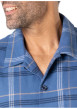 Thumbnail Pyjama long en coton bleu à carreaux avec un col chemise et des poches - Image 2